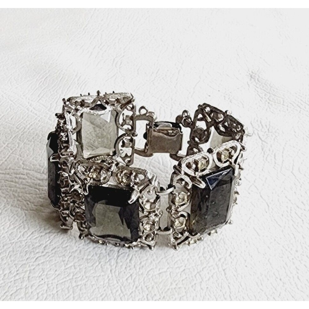 Vintage Sarah Coventry Celebrity Smoky Crystal Panel Bracelet